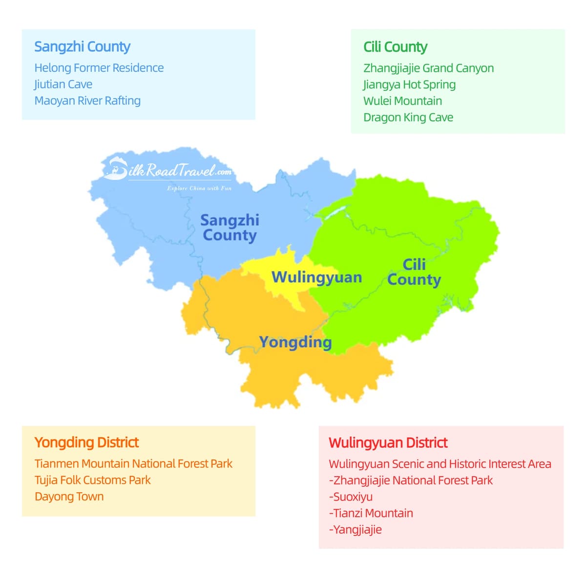 Zhangjiajie Map & Tourist Attractions