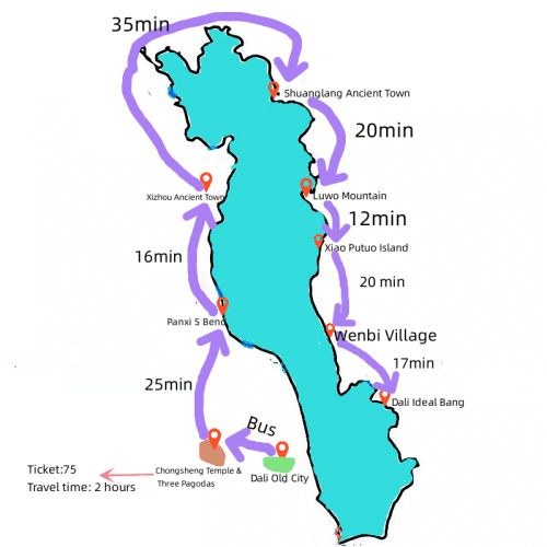 Map of Erhai Lake Map of Erhai Lake